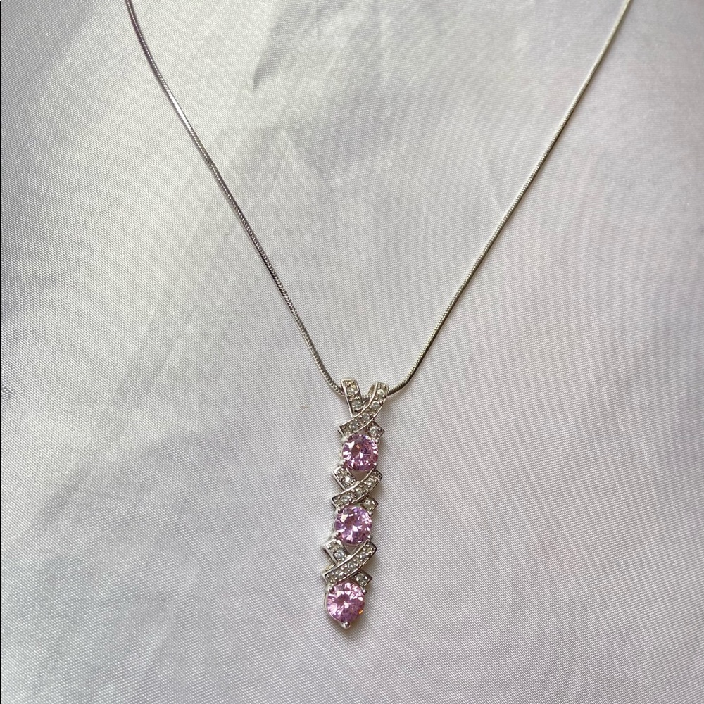 Sterling silver & pink topaz XO necklace